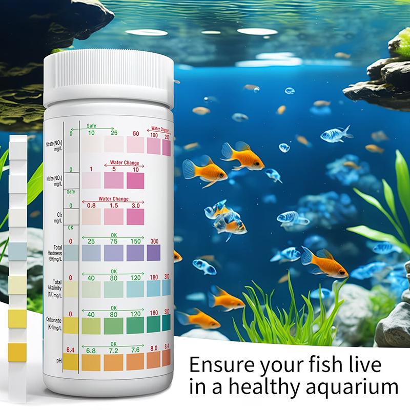 Aquarium Test Kit - แถบตรวจวัดคุณภาพน้ำในตู้ปลา 8 in 1 ชุดทดสอบคุณภาพที่ครอบคลุมสำหรับตู้ปลาทะเลและปะการัง