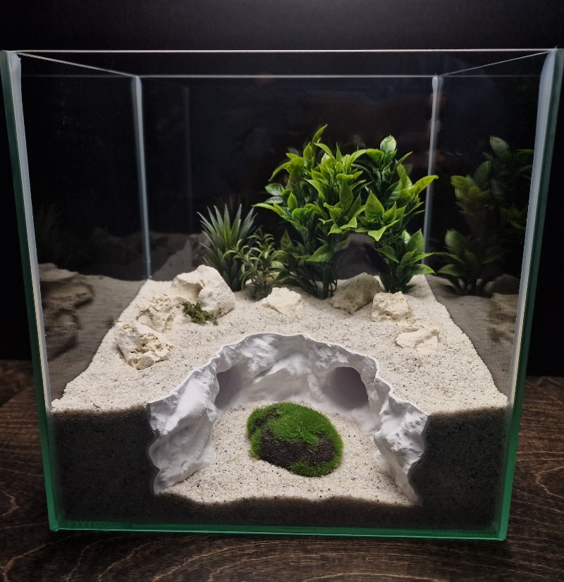 Aquarium Fishland - อุโมงค์ซ่อนตัว 2-in-1 สำหรับสัตว์น้ำและสัตว์บก ที่ปลอดภัยสำหรับตุ๊กแก ปูเสฉวน ปลา