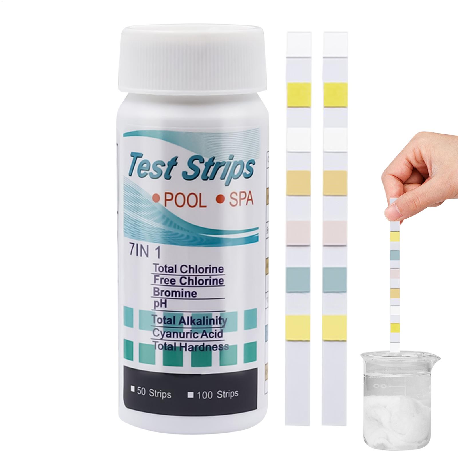 Aquarium Test Kit - ชุดทดสอบคุณภาพน้ำในสระและตู้ปลา 100 ชิ้น/กล่อง แถบทดสอบค่า pH 7in1