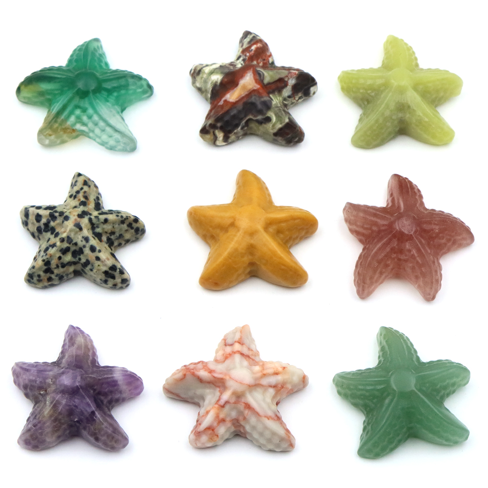 Aquarium Fish In - รูปปั้นปลาดาวขนาด 35 มม. รูปทรงสัตว์ทะเล ทำจากหินธรรมชาติ คริสตัลบำบัด
