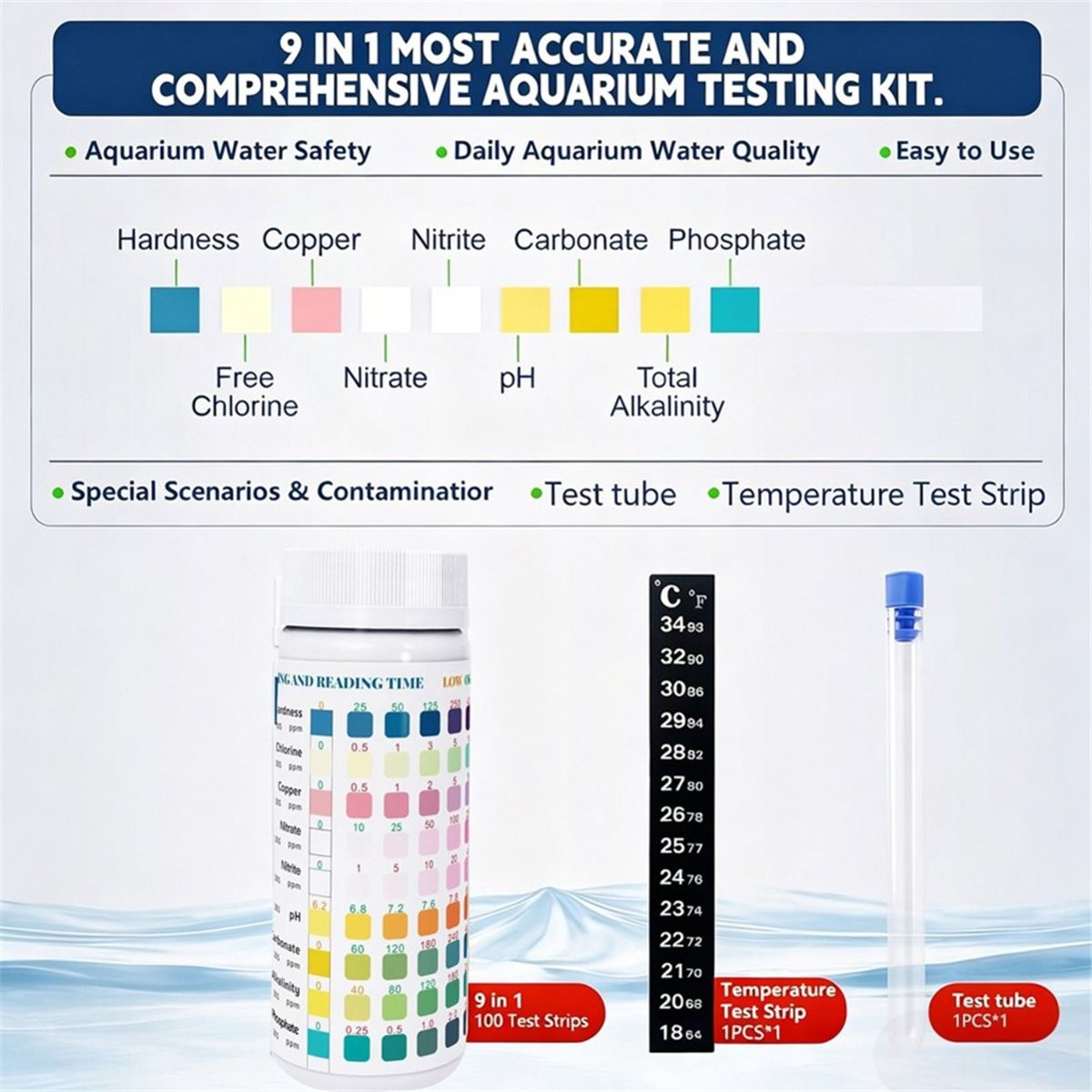 แถบทดสอบน้ำในตู้ปลา HGHO 9 in  - Aquarium Test Kit บทวิจารณ์และราคา