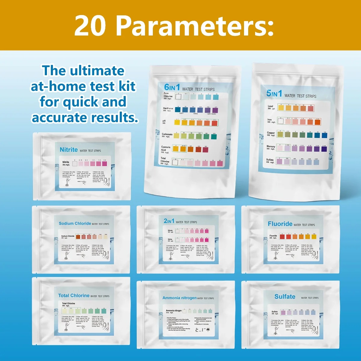 ชุดทดสอบน้ำ YAGO 20 in 1 สำหรั - Aquarium Test Kit บทวิจารณ์และราคา